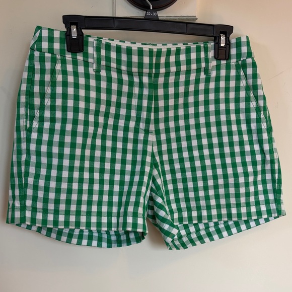 J. Crew Pants - J.Crew Green White Gingham Shorts Women’s Size 4 Cotton Preppy Classic